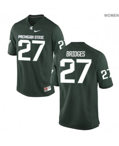 Women's Michigan State Spartans NCAA #37 Weston Bridges Green Authentic Nike Stitched College Football Jersey DY32U22YL